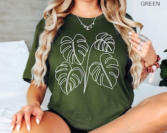 Monstera Leaf Shirt, Plant Shirt, Nature Lover Shirt, Gift for Plant Lover, Botanical T Shirt, Gardening Tee, Plant Mom Shirt, Plant Base