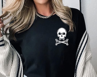 Skull Pocket Shirt, Death Shirt, Danger Shirt, Sarcastic Shirt, Skull Shirt, Women's T-shirt, Halloween Tshirt, Party Shirt, Halloween