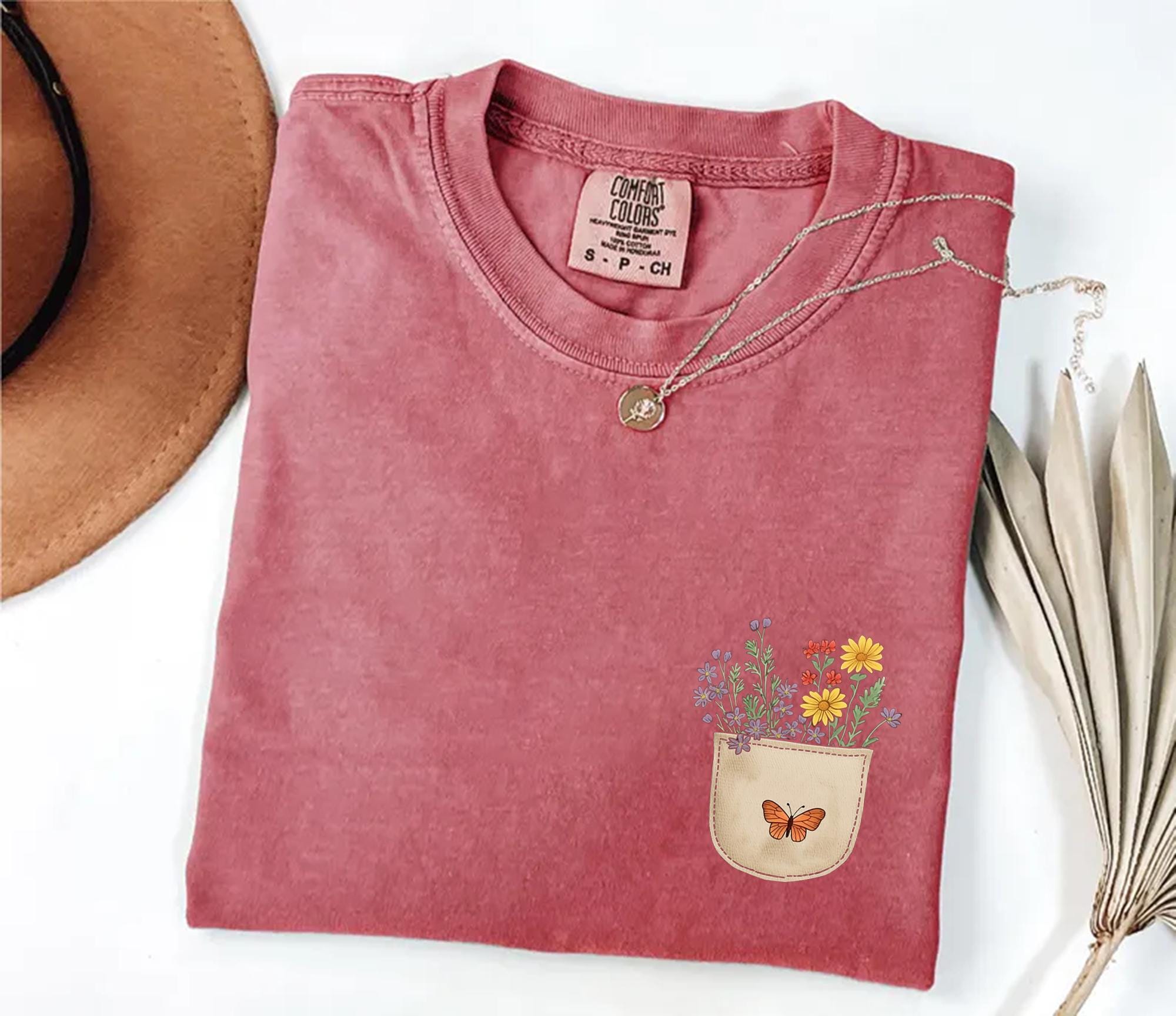 Comfort Colors® Wild Flowers Pocket Shirt, Wildflower Tshirt, Floral Shirt, Botanical Shirt, Flower Shirt, Nature Lover Shirt, Ladies Shirts