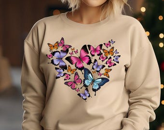 Butterfly Sweatshirt, Moth Sweatshirt, Cottagecore Sweatshirt,Bug Sweatshirt, Aesthetic Sweat,Cottage Core, Beautiful Butterflies Longsleeve