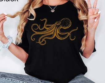 Octopus Japanese Shirt, Gyotaku Traditional Art Shirt, Octopus Shirt, Japan Anime Manga Tee, Samurai Mens Womens Tee, Octopus Arts Shirt