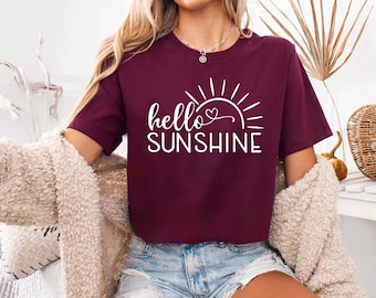Hello Sunshine Shirt, Hello Sunshine T-shirt, Summer Tee, Happy Summer Shirt, Beach Shirt for Women, Girls Trip T-shirt, Vacation Shirt