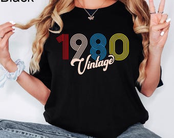 Vintage 1980 T-Shirt, Made in 1980, 45th Birthday, 45 Years Old Gift, 45th Birthday Idea, 45 Classic T-shirt, 1980 Shirt, 45th T-Shirt, 1980