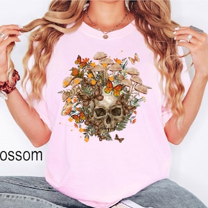 Comfort Colors® Retro Frog And Mushroom Shirt, Halloween Mushroom Skull Shirt, Hippie Shirt, Plant Shirt, Nature T-shirt,Vintage Plant Shirt
