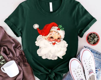 Christmas Santa Shirt, Retro Santa Shirt, Gift For Christmas, Retro Christmas Shirt, Christmas Shirt For Women, Gift For Women, Santa Shirt