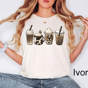 Comfort Colors®Cow Coffee Mug T-shirt, Coffee Cup Shirt, But First Coffee, Coffee Latte Lover Gift, Iced Coffee Shirt, Womens Crewneck, Tee
