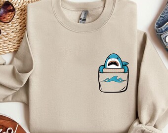 Shark Sweatshirt, Shark, Cute Shark Sweatshirt, Shark Pocket Sweatshirt, Little Shark Sweatshirt, Toddler Shark Sweatshirt, Shark Longsleeve