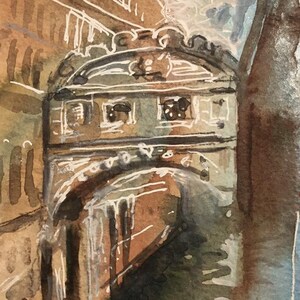 Venedig Italien Brücke Original Kunst auf Postkarte