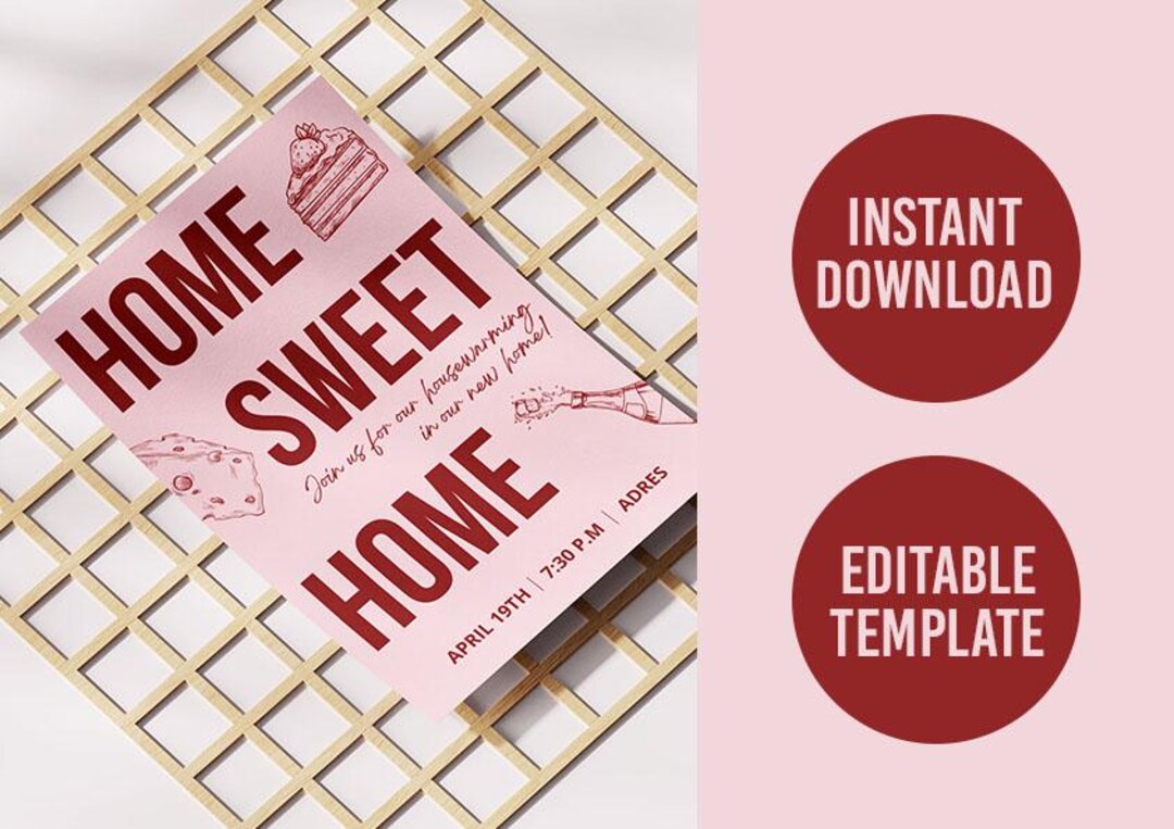 Housewarming Invitation Canva Template | Editable Digital Party Invite ...