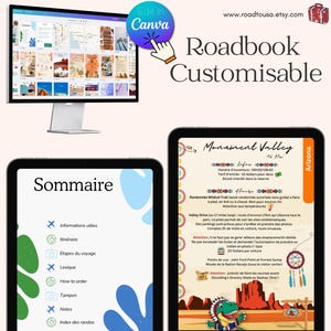 Roadbook USA personnalisable - Carnet de voyage à modifier sur Canva