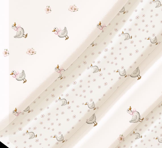 Goose Coordinated Cotton Microprint Fabric for Quilting – Farm Animal Nursery Baby Quilt Backing