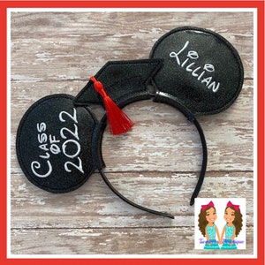 Personalized CUSTOM Graduation Cap Mouse Ears Headband - Twincess Bowtique