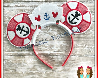 Sailor Hat Lifesaver Mouse Ears Headband by Twincess Bowtique - CUSTOM