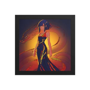 Framed Year of the Snake Anime Print | Astrology Manga Wall Art Poster - Zodiac Series - Birthday Gift, Lunar New Year, Eastern Zodiac Print