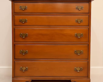 Vintage Solid Mahogany 5-Drawer Chest: Chippendale Style Hardware