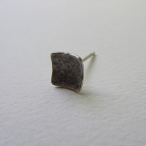 Square Stud Earring single tiny square oxidized silver handfabricated 1/4 inch
