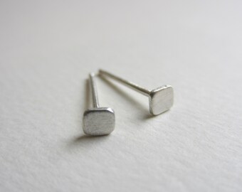 Mini Square Earring Studs 1/8 inch eco friendly silver modern minimalist