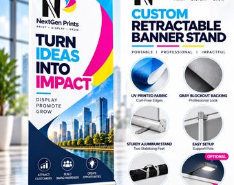 Custom Retractable Banner Stand, Full Color Roll Up Banner, Trade Show Business Display