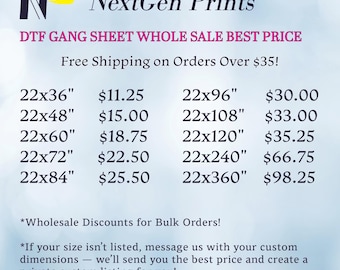 Custom DTF Transfers Ready to Press, Gang Sheets, Apparel Prints