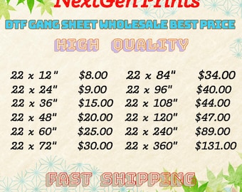Custom DTF Gang Sheet, Ready to Press Transfer, Wholesale Prints