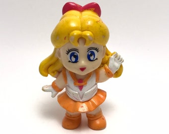 Sailor Moon Sailor Venus Mini PVC Plastic Figures Toys Small Sailor Scout Rare Hard to Find New Ray 1995 90s Toys Kawaii Anime