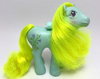 1980s My Little Pony Flutter Pony Morning Glory Toy Kids 80s Girls Children Collectible Blue Neon Hair MLP