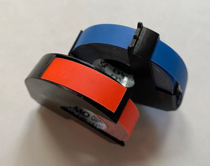 Vintage Dymo Label Maker Embossing Tape in Matte Blue and Orange 2