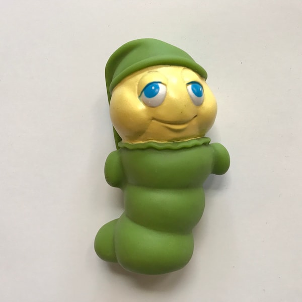 1980s Hasbro Glo Friends Rubber Squeak Toy PVC Toy Collectible 80s Kids Toys Glo Worm Cute