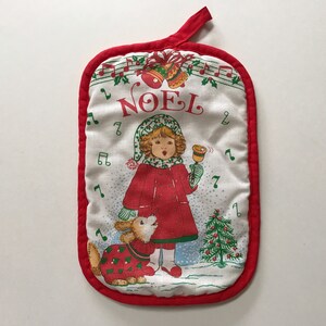 SALE Vintage Christmas Pot Holder Noel Cooking Baking Kitchen Cute Gift Xmas Holiday Decor