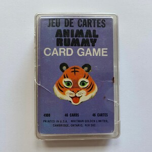 Jeu de cartes à jouer Whitman animaux rami des années 1970 - jeu complet - jeux de cartes pour enfants papier éphémère