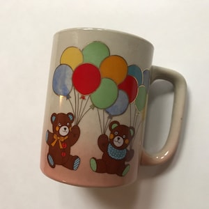 SALE - Vintage Otagiri Japan Mug Coffee Cup Cute Kitchen Dining Serving Teddy Bears and Balloons