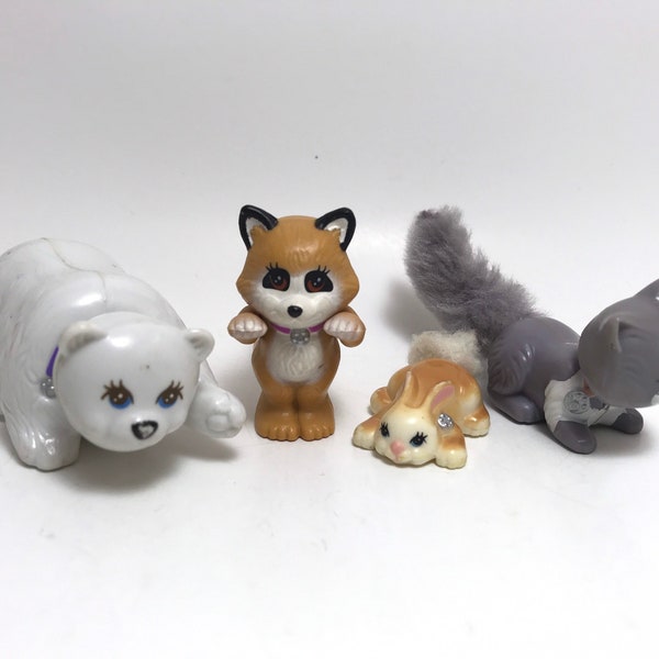 1990s Littlest Pet Shop Toys Cute Pet Animals 90s Toys Collectible Kenner Raccoon Chirpy Tree Twinkling Sled Bunny Polar Bear Tutu Fun Kitty