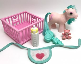 My Little Pony BBE Beddy Eye Pony Half Note with accessories MLP G1 1980s