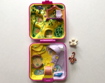 1989 Polly Pocket Zoo Bluebird Two Figures Good Condition 80s 90s Kids Toys Bear Monkey