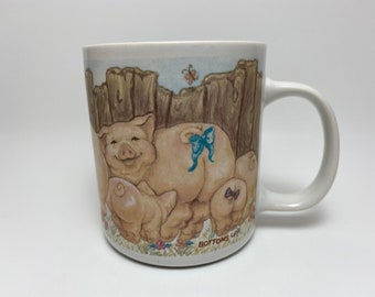 Ganz Pigsville Ceramic Mug Coffee Cup Bottoms Up 80s Kitchen Home Country Cottage Farm