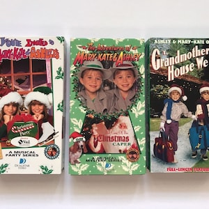 SALE 1990s Mary Kate and Ashley Olsen VHS Videos Christmas Specials Grandmothers House Tested Working Kids