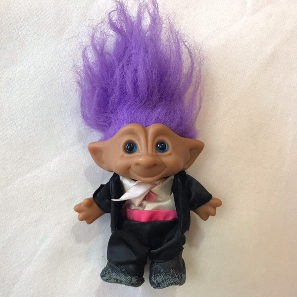 Vintage Ace Novelty Co Jewel Belly Troll Groom Dolls 1990s Kids Toys Purple Hair 90s Kids Toys Adorable