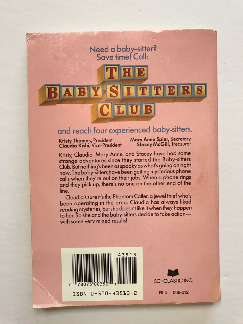 1986 the Babysitters Club Book Number 2 Kids Teens Young Adult Etsy