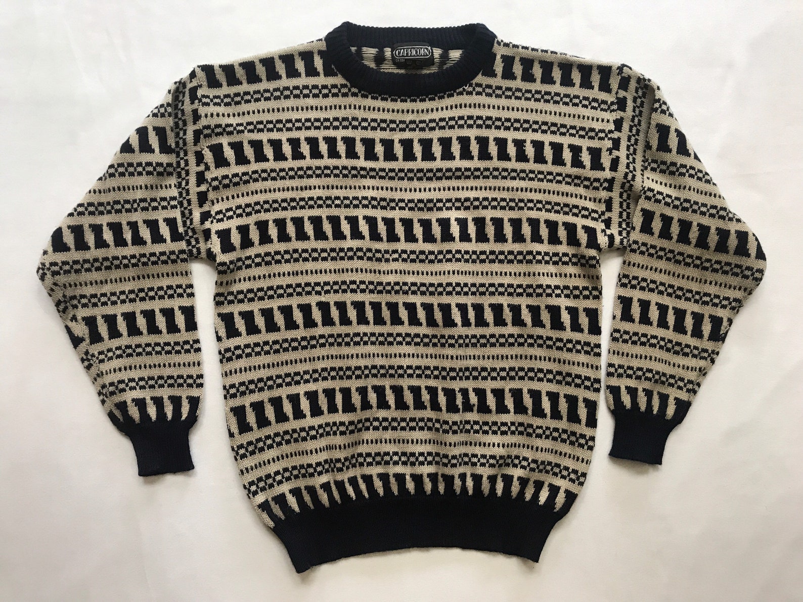 Vintage Acrylic Knit Sweater Unisex size Medium 80s 90s Color | Etsy
