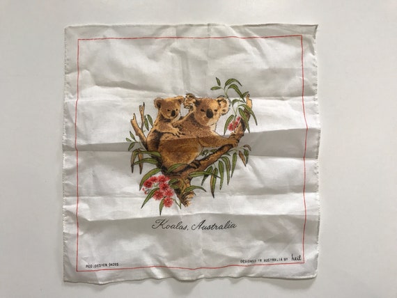 Vintage Souvenir Australia Map handkerchief hanky,Designed by heil,