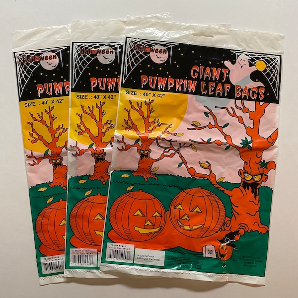 Giant Halloween Leaf Bags Pumpkins 90s JOL Yard Decoration Spooky Season Haunted House Decor Plastic