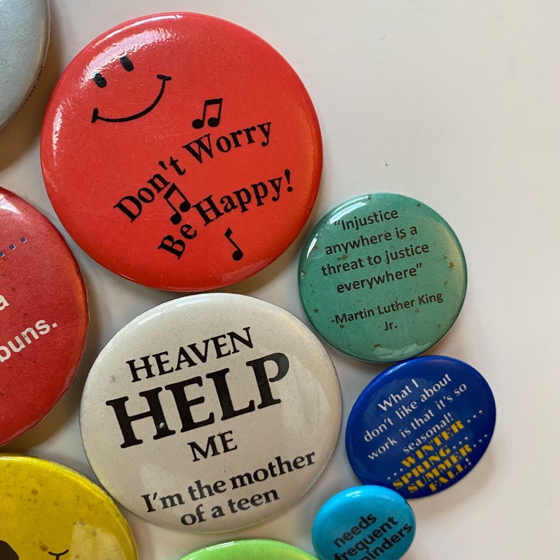 Vintage Pin Back Buttons Badges LOT Canadian 70s 80s 90s Jewelry ...