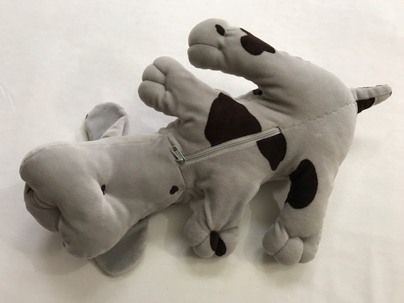 1980s Pound Puppies Irwin Plush Dog Grey Stuffed Animal Zip Pouch
