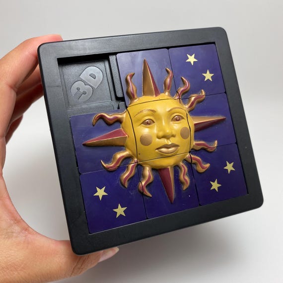 Celestial Sun Moon Stars Coin Bank 3D Sliding Puzzle Damert 1996