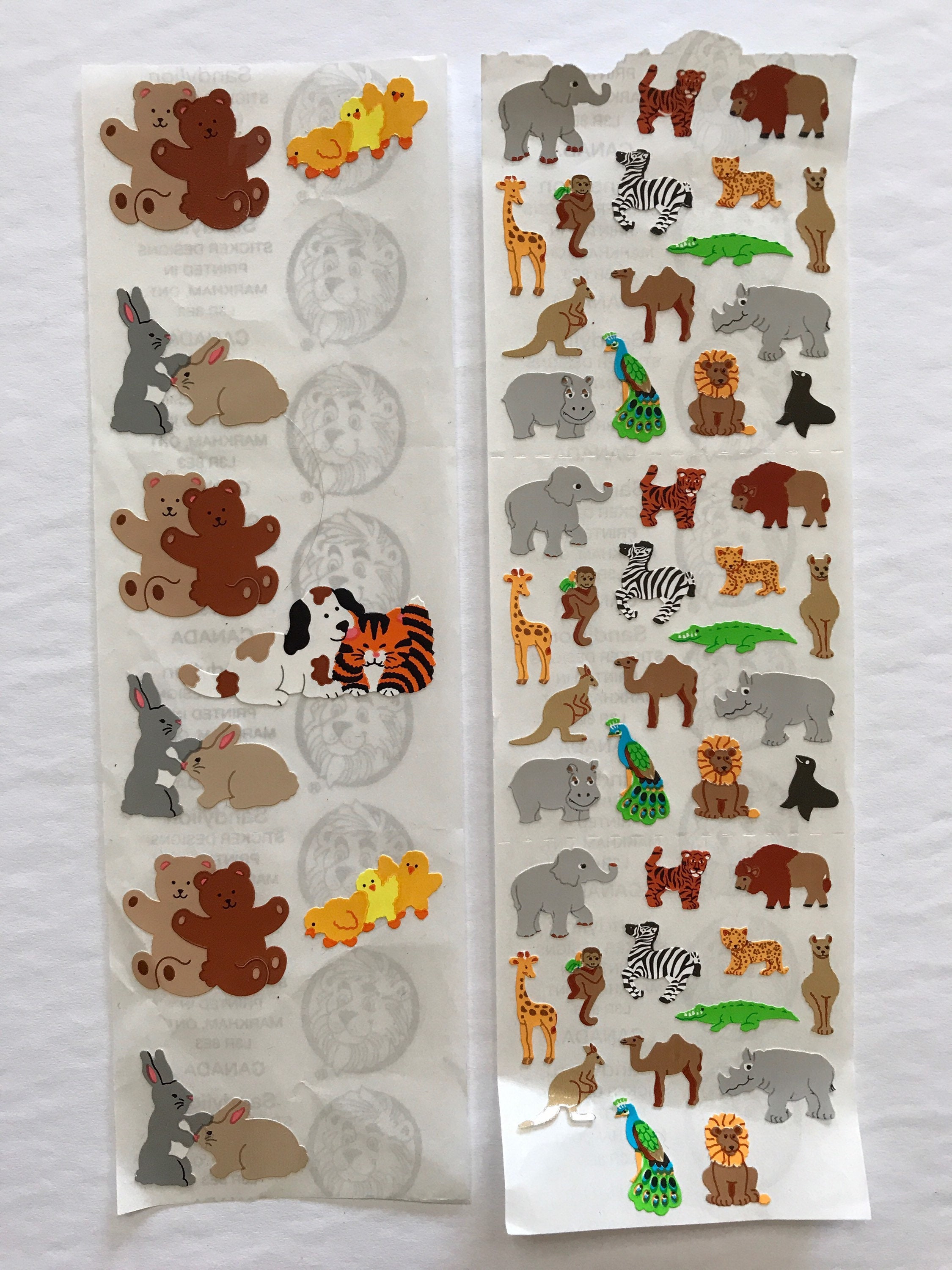 1990s Vintage Sandylion Stickers Bears Animals Mini Bunnies