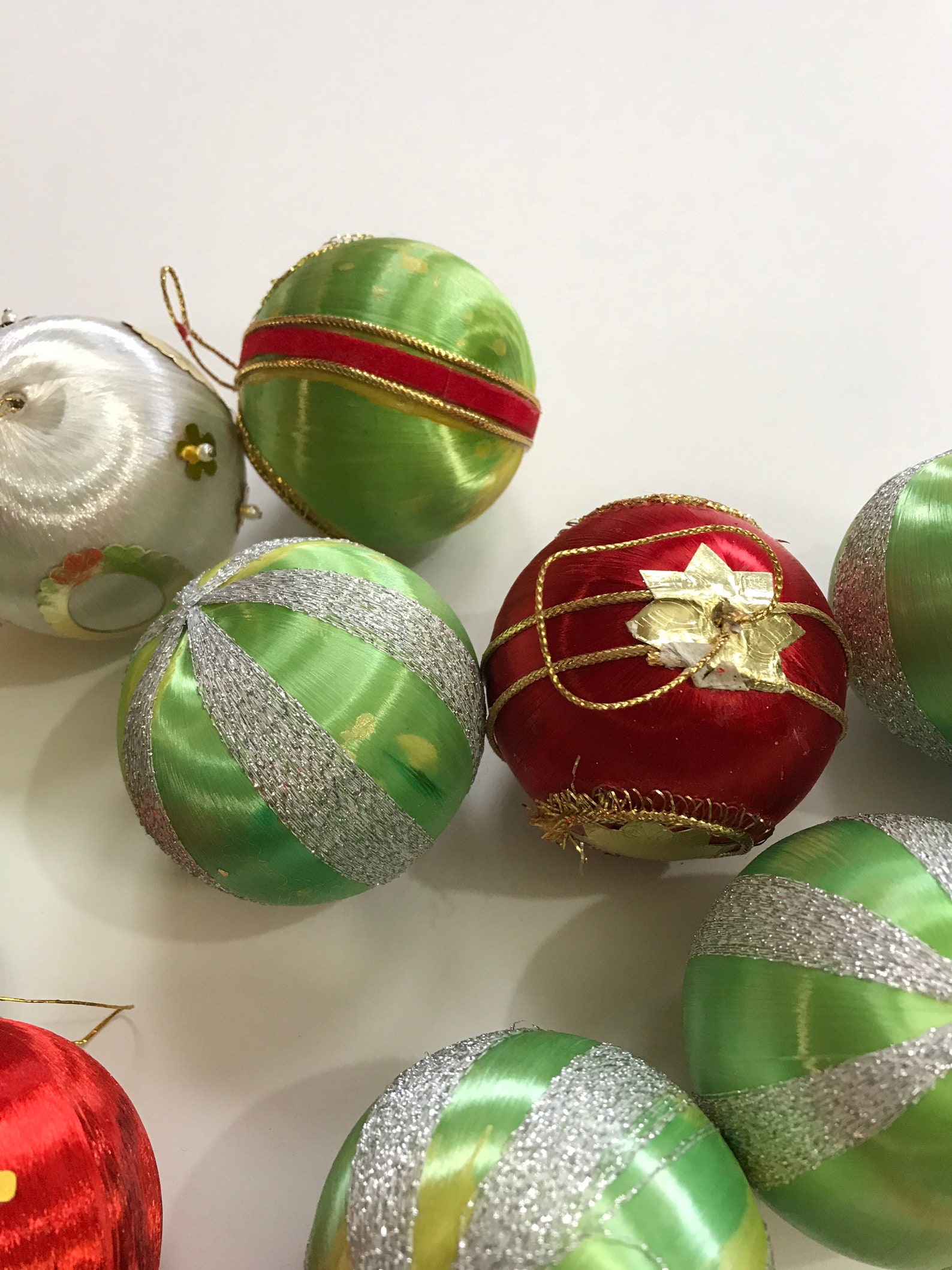 Satin Christmas Tree Balls Baubles Ornaments Retro Vintage 70s Etsy