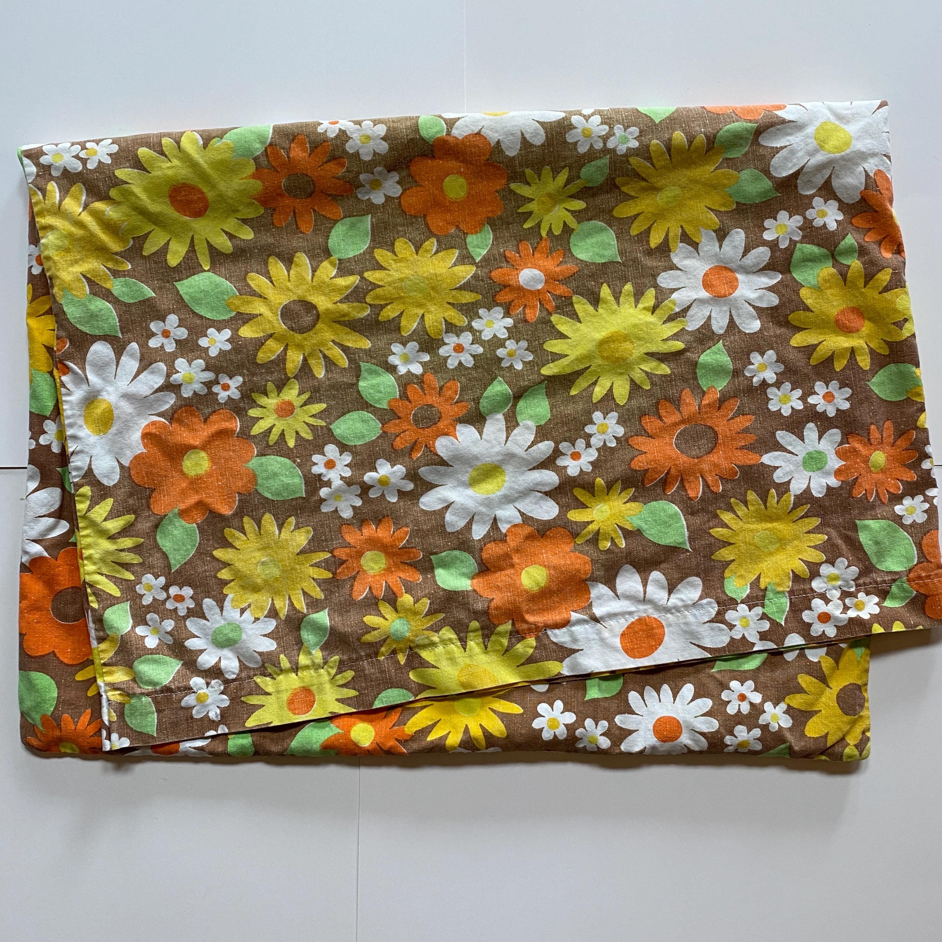 Groovy Pillowcase Single Standard Size Brown Yellow Orange Floral Flower Power Wabasso