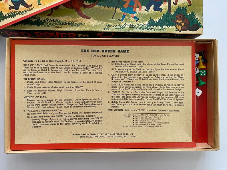 Red Rover Ed Rover Game Red Rover Vintage Board Game Cadaco 1963 Missing Spinner - Etsy