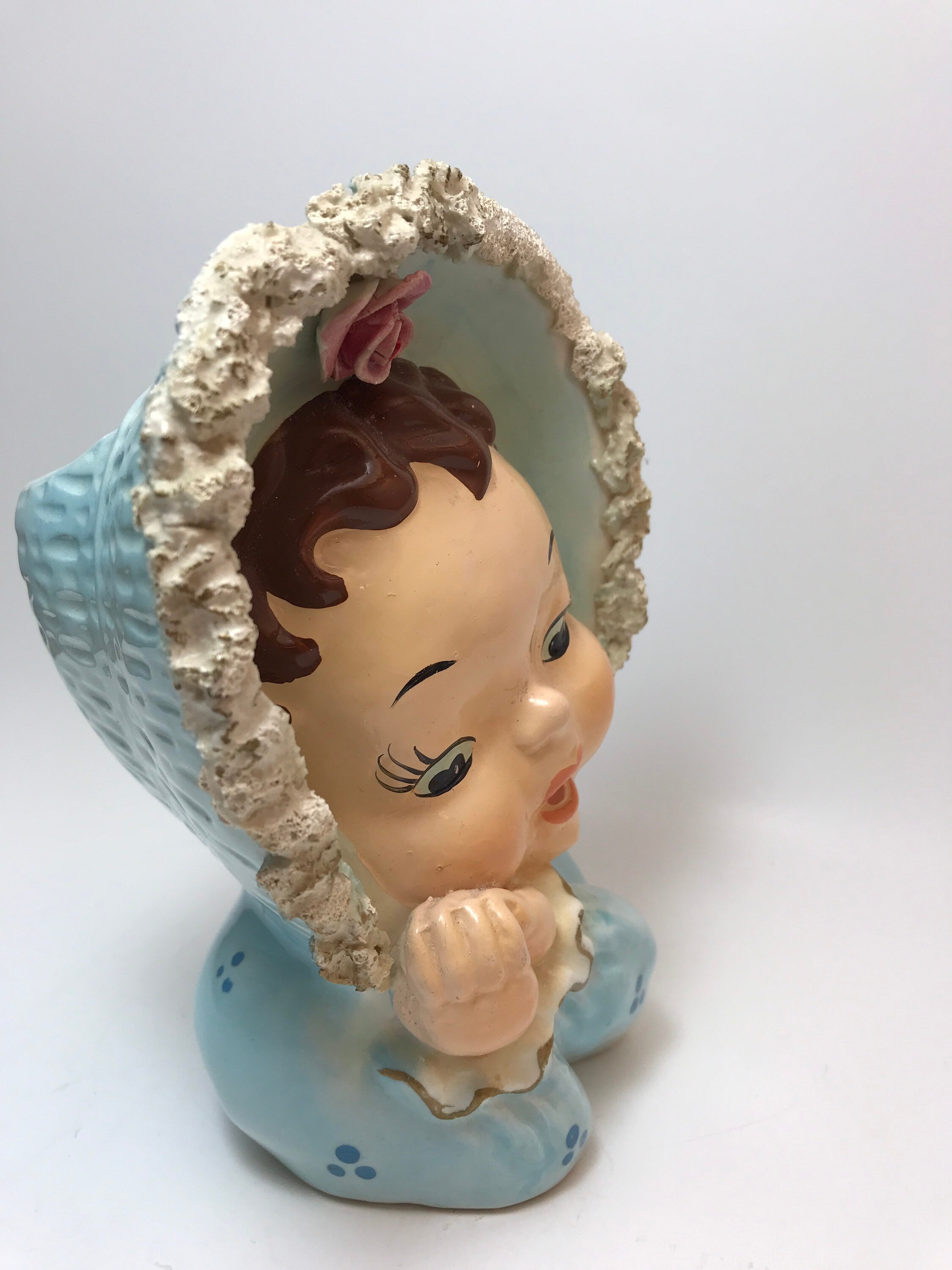 Baby Head Nursery Planter Blue Adorable 70s Cute Spaghetti Etsy