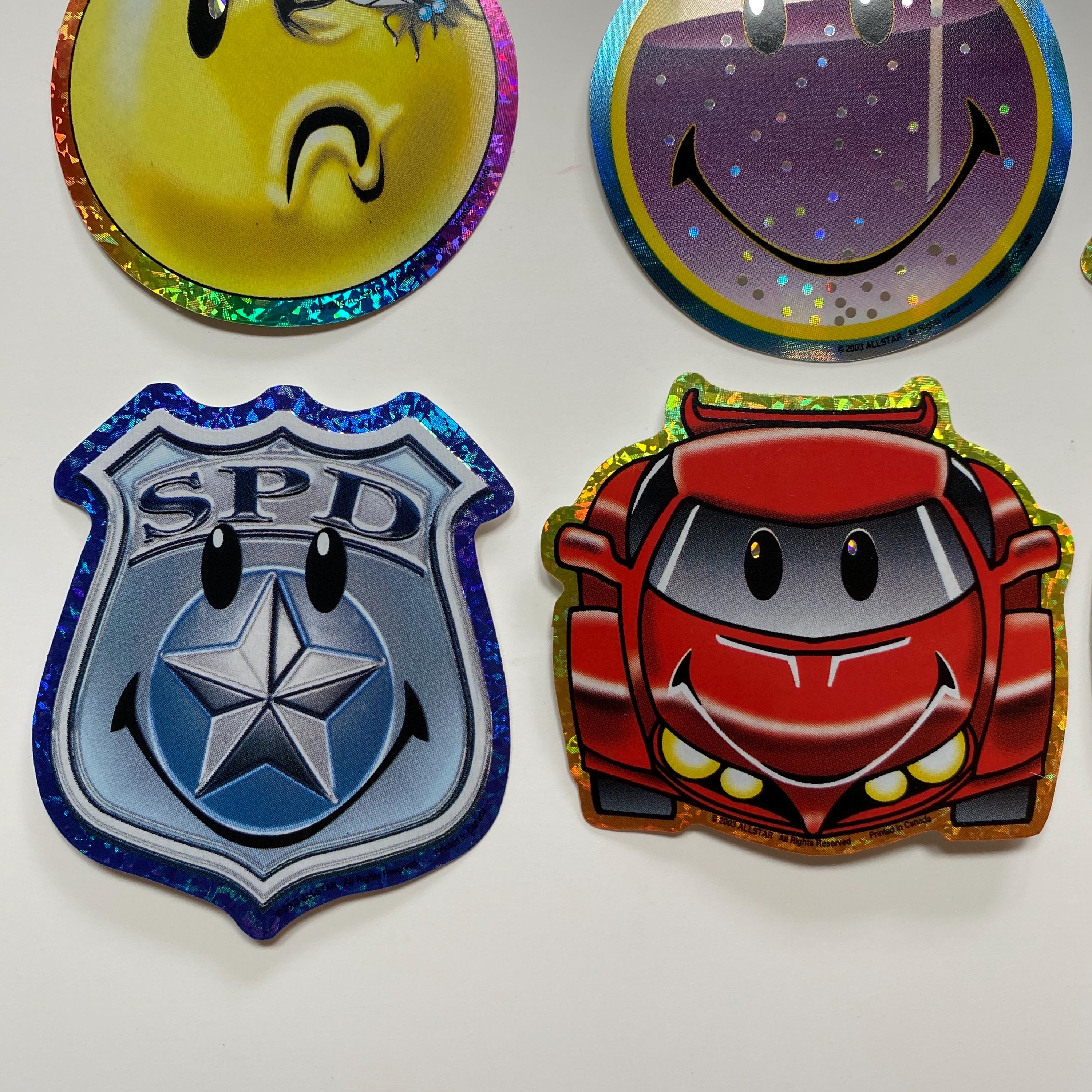 Y2K Smiley Vending Machine Stickers Happy Face Glittery Allstar